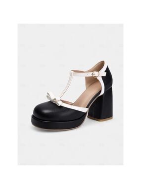 Black and White Platform Pumps Heels Women's